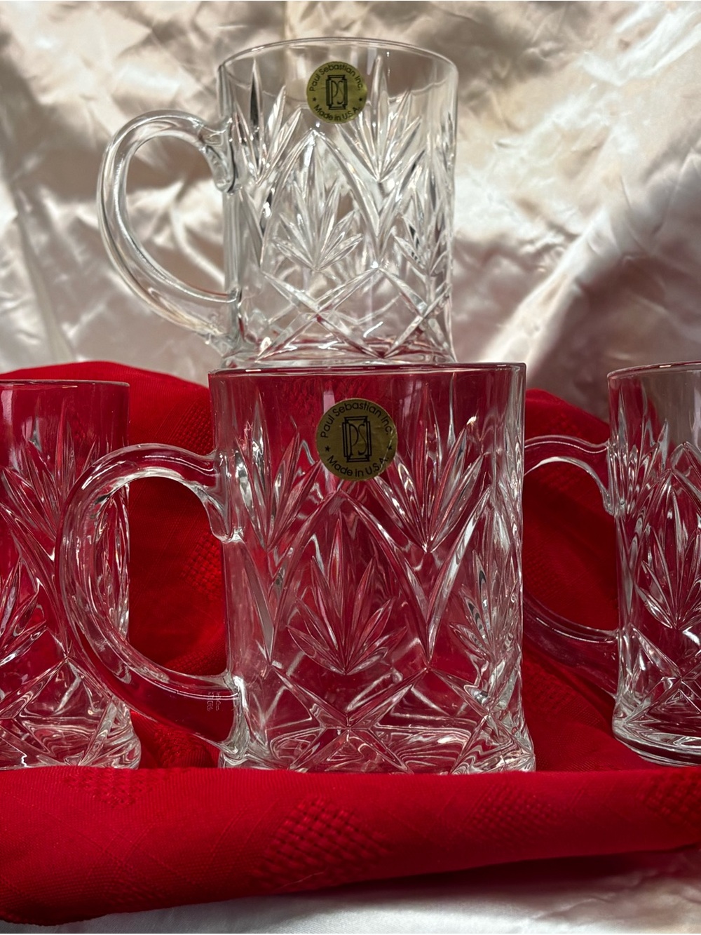 VTG Paul Sebastian Crystal Mugs Set of 4 NEW